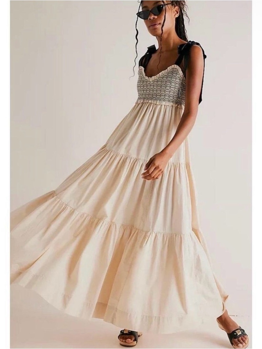 NWOT - Free People Beige & Navy Maxi Dress